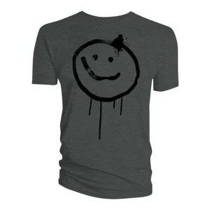 image of Sherlock - Graffiti Smiley Face Mens Medium T-Shirt - Charcoal Grey