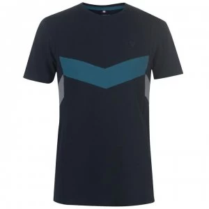 Image of Soviet Chevron Panel T Shirt - Teal/Navy