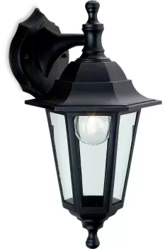 Malmo 1 Light Outdoor Wall Lantern UplightDownlight Black Resin IP44 E27