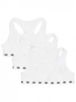Image of River Island Branded Racer Back Crop Top Pack White Size 11-12 Years Girls