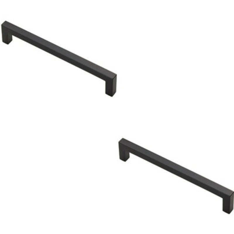 Image of Loops 2x Square Block Pull Handle 170 x 10mm 160mm Fixing Centres Matt Black unisex
