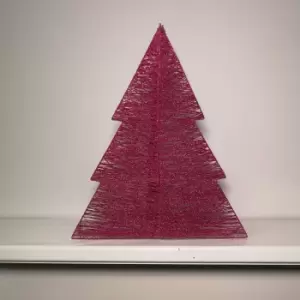 image of 45cm 3D Plain Pink Glitter Cotton & Wire Christmas Tree Decoration