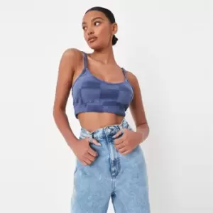 image of Missguided checkerboard bralet - Blue