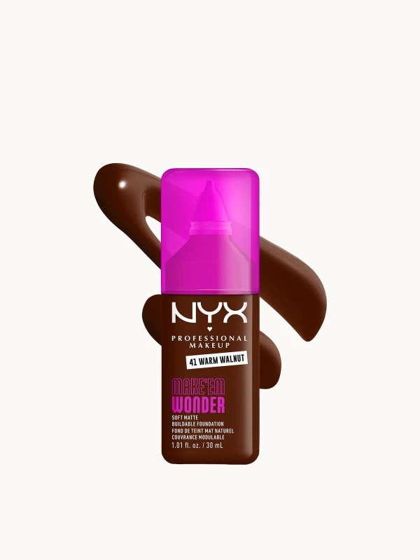 Image of NYX Professional Makeup Make 'EM Wonder, 24H Soft Matte Foundation (Various Shades) - Warm Walnut