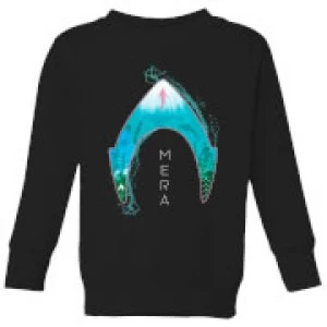 Image of Aquaman Mera Logo Kids Sweatshirt - Black - 11-12 Years