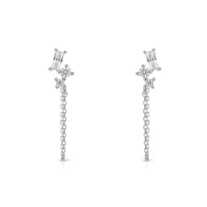 image of Diamonfire Silver Zirconia Baguette Chain Stud Earrings