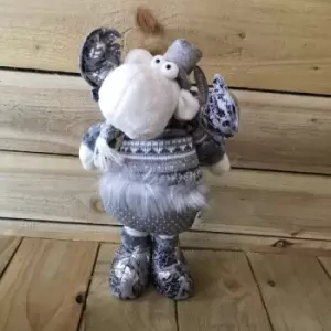 Image of Festive - 63cm Extendable leg Reindeer with Stripey Knitted Jumpoer