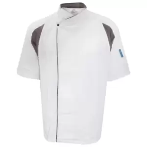 Image of Le Chef Unisex Staycool Executive Short Sleeved Tunic (XS) (White/ Grey)