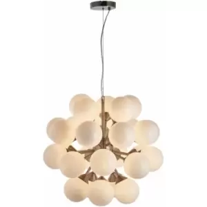 image of Loops - Ceiling Pendant Light Satin Nickel Plate & Gloss White Glass 28 x 18W G9