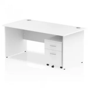 Image of Impulse 1600 Straight Panel End Workstation 500 Two drawer mobile Pedestal Bundle White
