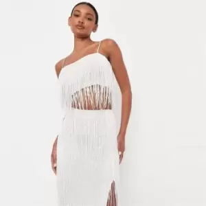 image of Missguided + L Fringed Top - White