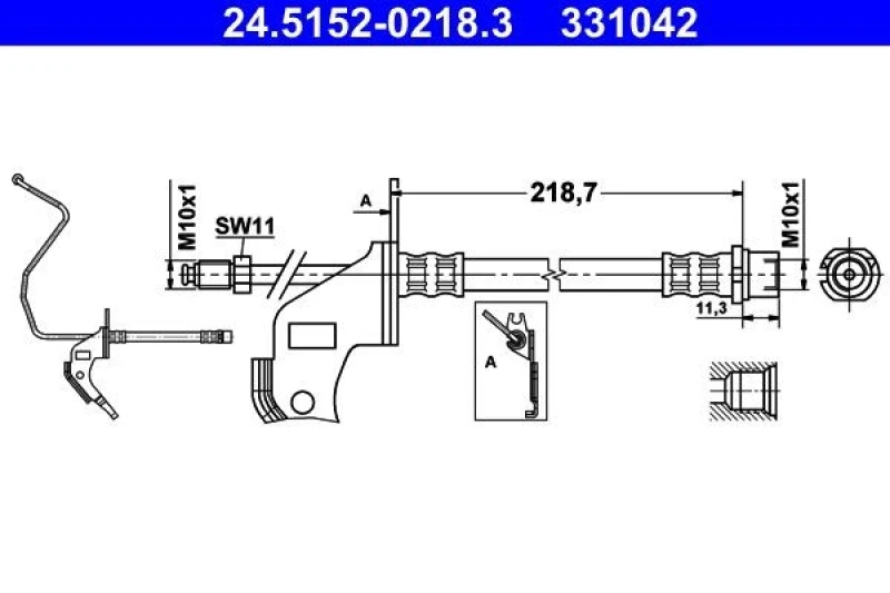 Image of ATE 24.5152-0218.3 Brake Hose with pipe Brake Hose (83)