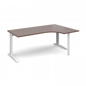 image of TR10 Right Hand Ergonomic Desk 1800mm - White Frame Walnut Top