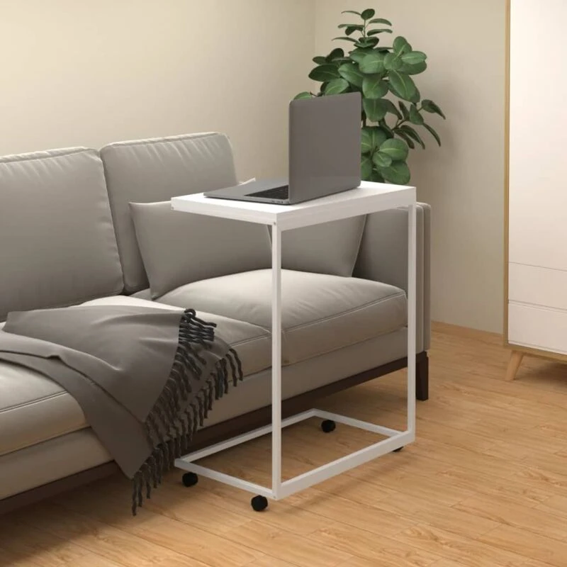 Image of VIDAXL Side Table with Wheels White 55x35x70cm Engineered Wood Vidaxl 8720286933633