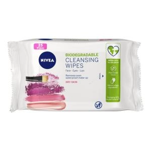 image of Nivea Biodegradable Face Cleansing Wipes Dry Skin 25'S