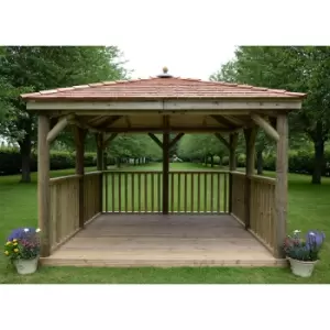 11x11 (3.5x3.5m) Square Wooden Garden Gazebo with New England Cedar Roof