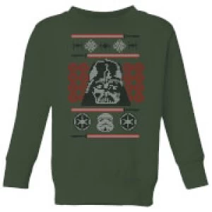 Image of Star Wars Darth Vader Face Knit Kids Christmas Sweatshirt - Forest Green - 11-12 Years