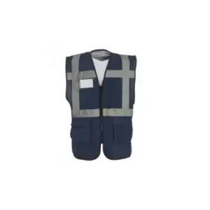 image of Yoko Hi-Vis Premium Executive/Manager Waistcoat / Jacket (Pack of 2) (M) (Navy Blue) - Navy Blue