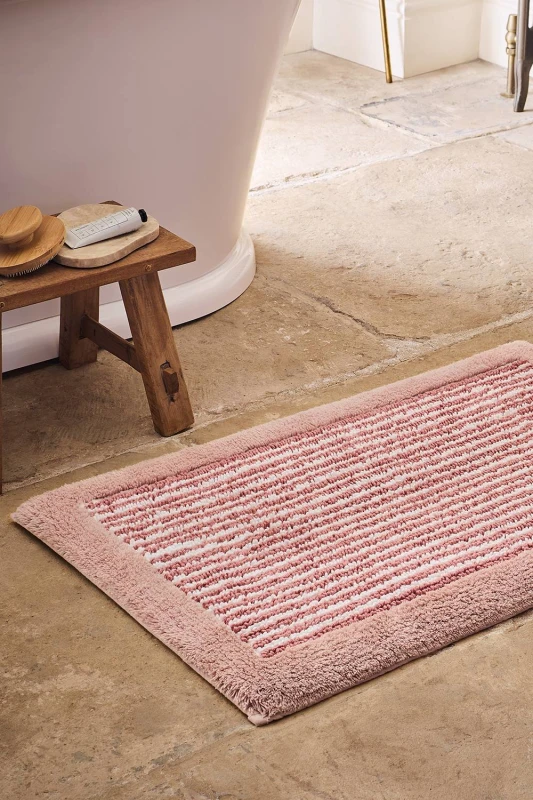 Image of CHRISTY 'Portobello Stripe' Coastal Inspired Bath Rugs in Pink Pink Unisex