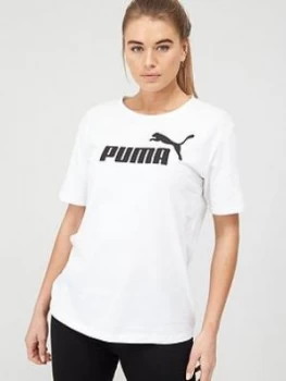 Puma Essentials Logo Boyfriend T-Shirt - White, Size XS, Women