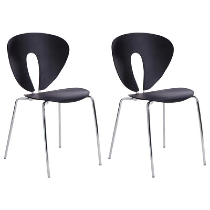 Image of Beliani Set Of 2 Dining Chairs Tracy Black