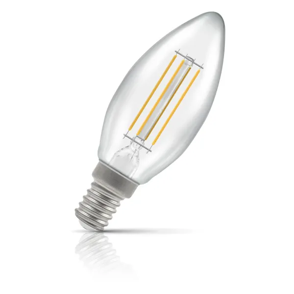 Image of Crompton Lamps LED Candle 5W E14 Dimmable Filament Cool White Clear (40W Eqv)