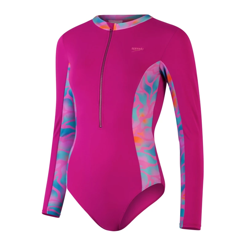 Image of Speedo Womens One Piece Swimsuit Purple/Orange female 28 (2XS)