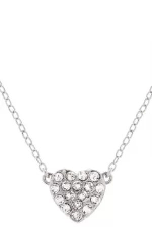 image of Ted Baker Ladies Silver Plated Pave Crystal Heart Necklace TBJ1516-01-02