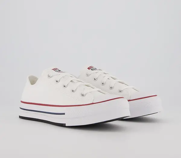 image of Converse Kids All Star Eva Lift Low Jnr Trainers Whte Garnet Navy In White, 3