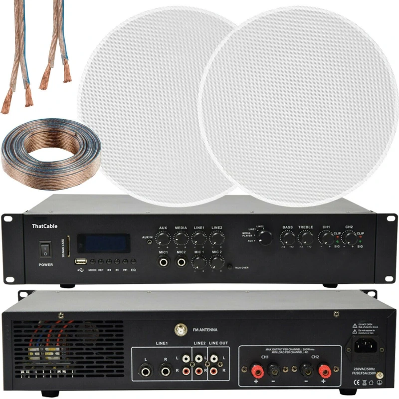 Image of Loops 400W Bluetooth Sound System 2x 6.5 Slim Ceiling Speaker Channel HiFi Amplifier Multi unisex