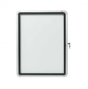 image of Nobo External Glazed Case Swing Door Magnetic White 4xA4