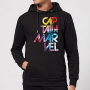 Image of Captain Marvel Galactic Text Hoodie - Black