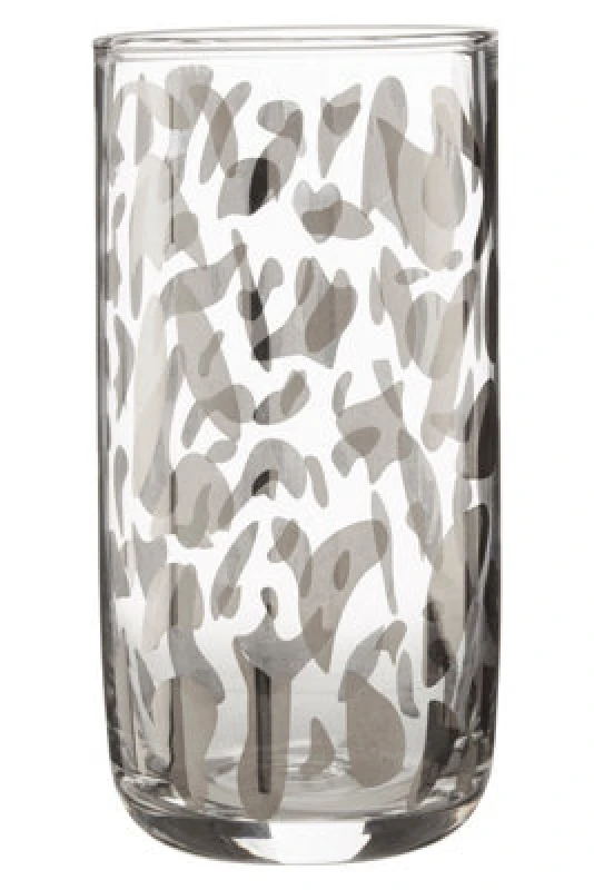 Image of Premier Housewares Isla Hi Ball Silver Diva Print Glass Clear
