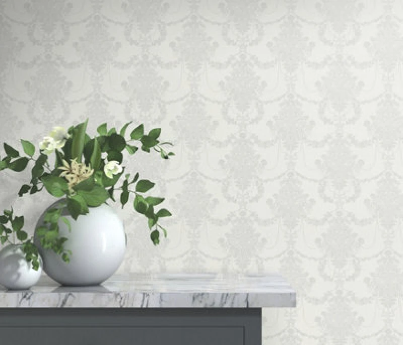 Image of Erismann Timeless Damask Textured Grey Vinyl Wallpaper