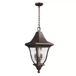 Image of IP23 3 Bulb Chain Lantern Light Patina Bronze LED E14 60W