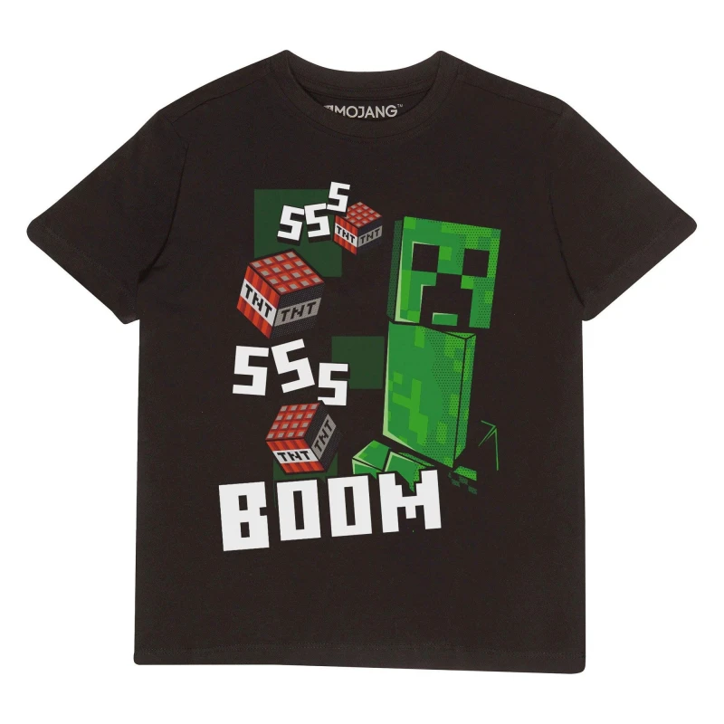 Image of Minecraft Like A Boss T-Shirt in Black Size: 7-8 Years Black Unisex 7-8 Years