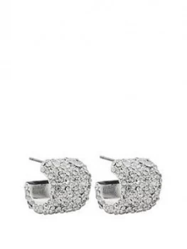 image of Mood Mood Silver Plated Crystal Wide Pave Hoop Earrings