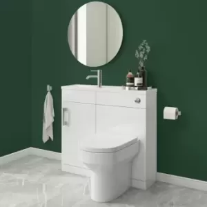 Image of 900mm White Cloakroom Toilet and Sink Unit with Chrome Fittings - Ashford
