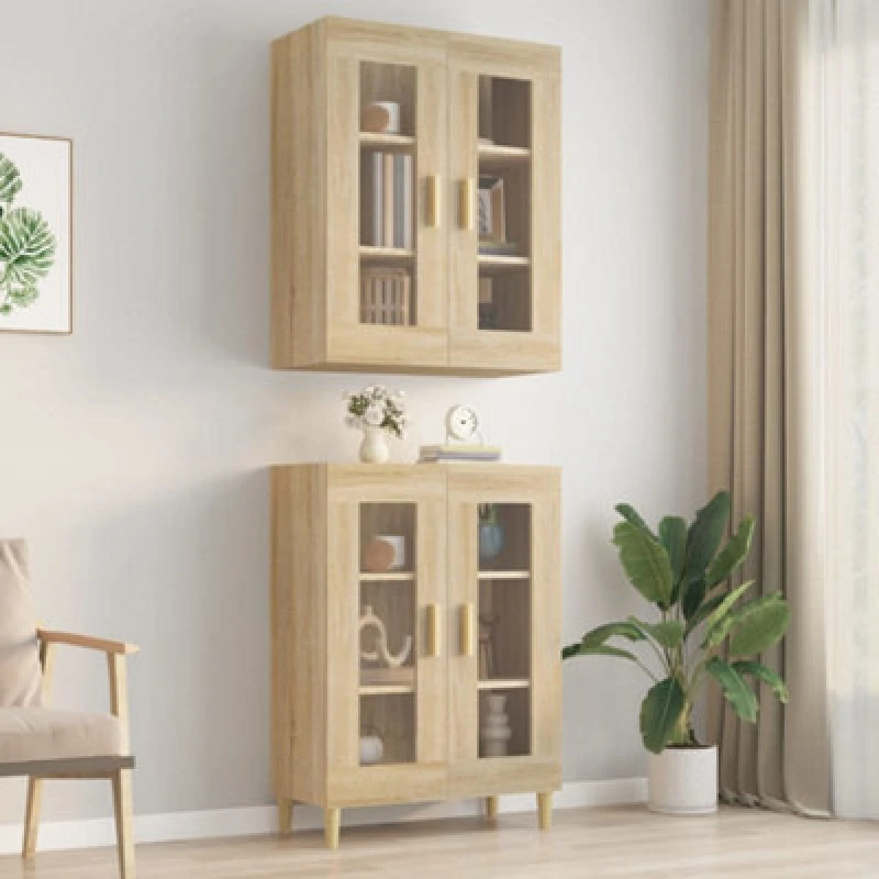 Image of Vidaxl Hanging Wall Cabinet Sonoma Oak 69.5X34X90 Cm, Brown 812279