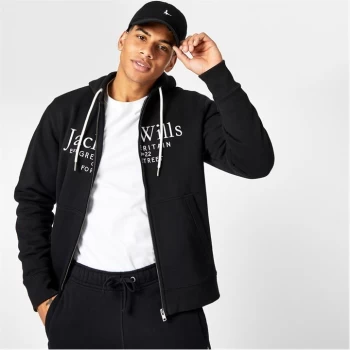 image of Jack Wills Pinebrook Graphic Zip Hoodie - Black