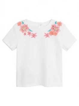 Image of Mango Baby Girls Floral Print T-Shirt - White, Size 3-4 Years