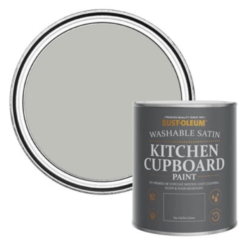 Image of Rust-Oleum Flint Satin Kitchen Cupboard Paint 750Ml