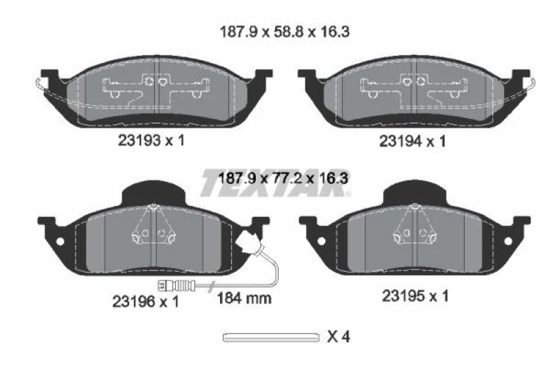 Image of Brake pad set TEXTAR 2319303