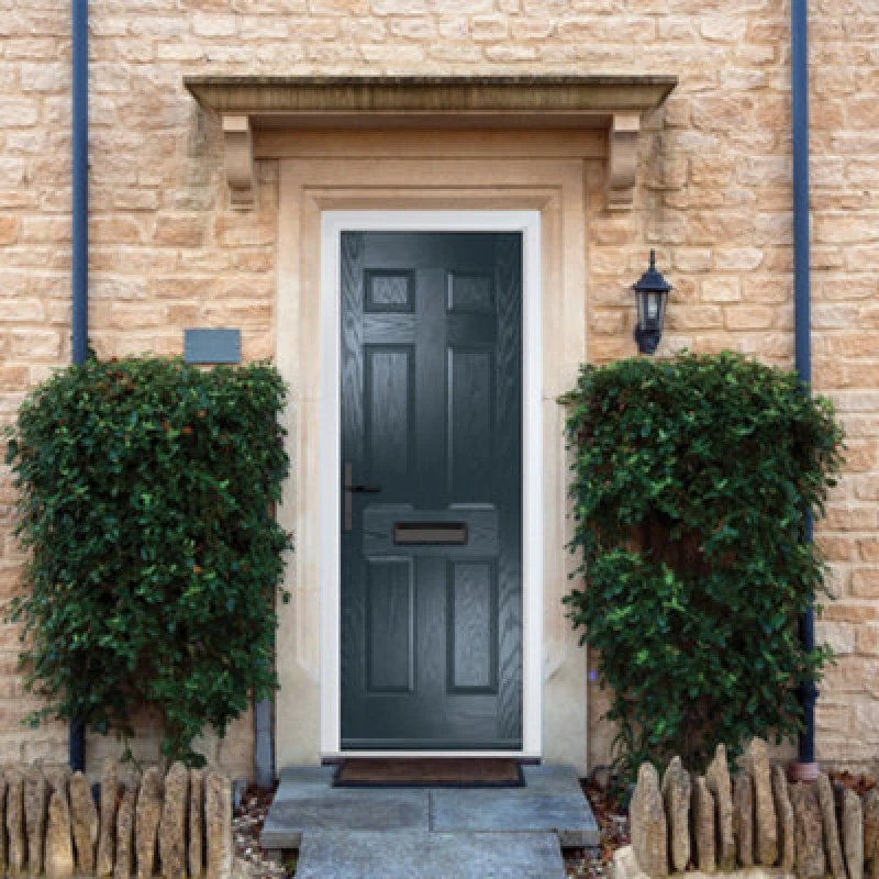 Image of Lacerta Composite Door Muirfield Solid 7016 Grey 890mm X 2090mm Open In Right Hand No Glass 10 Year Guarantee - Free Delivery & Smart Lock