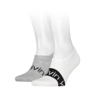 Image of Calvin Klein Klein Logo Foot Socks 2 Pack Mens - White