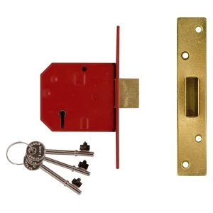 image of Union 2134E 5 Lever BS Mortice Deadlock Satin Chrome Finish 67mm 2.5" Box