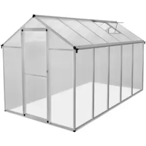 Image of Monster Shop - Greenhouse 6 x 10ft Aluminium Polycarbonate Steel Base Silver - Grey