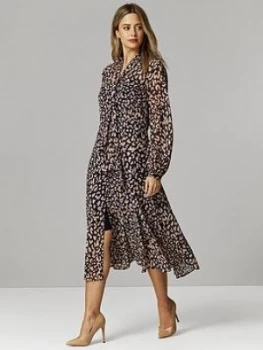 Image of Wallis Petite Animal Verona Midi Dress - Ink, Size 10, Women