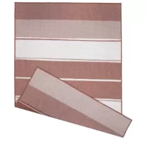 Image of Duo Weave Indoor/Outdoor Rug Tonal Stripes Rust 170 X 120Cm