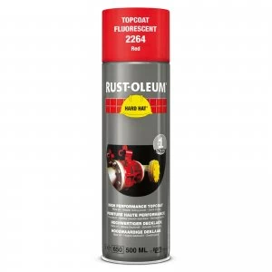 Image of Rust Oleum Hard Hat Fluorescent Spray Paint Red 500ml